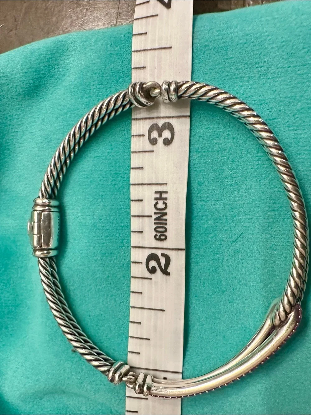 David Yurman Labyrinth Bracelet Pink Pavé Sapphire Sterling Silver – Small 6.25”